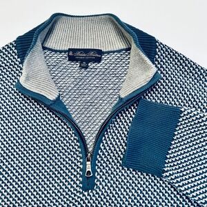 Brooks Brothers Supima Cotton Men's Quarter Zip Sweater XL Houndstooth Pattern